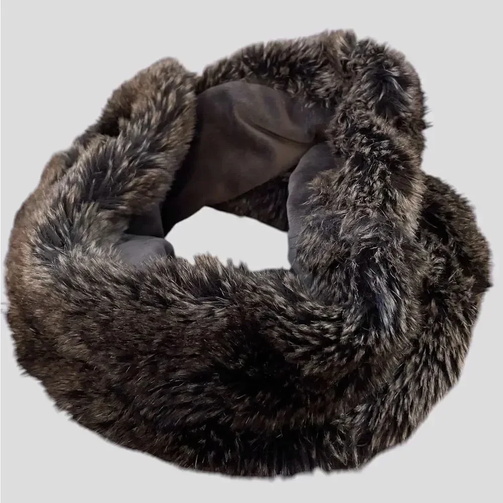 RH Luxe Faux Fur Infinity Scarf in Sable